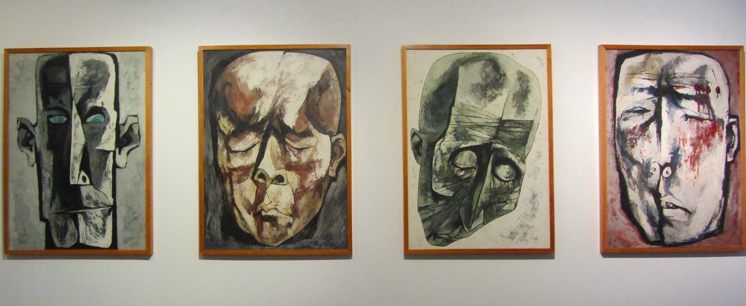 Painting in the national museum from Oswaldo Guayasamin, from left: Eichmann, Blind Person, Head of a Jew, and Guerilla